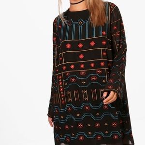 Boohoo Embroidered Shift Dress